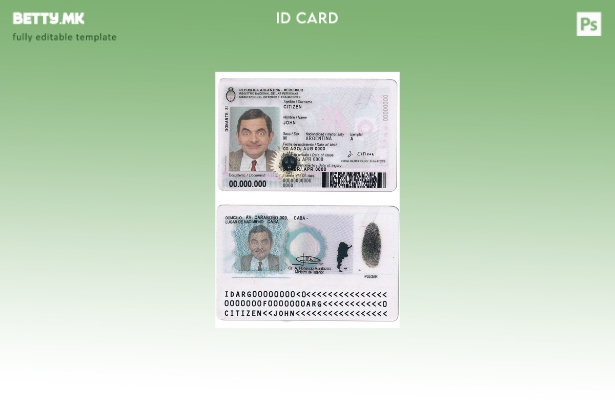 Аргентинска лична карта во модерен стил – сегашен шаблон