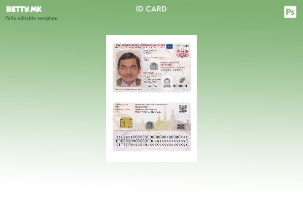 Лична карта на Латвија во модерен стил, сегашен шаблон
