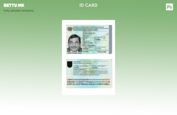 Модерен стил Португалија лична карта присутен шаблон