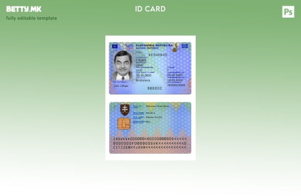 Модерен стил Словачка лична карта сегашен шаблон