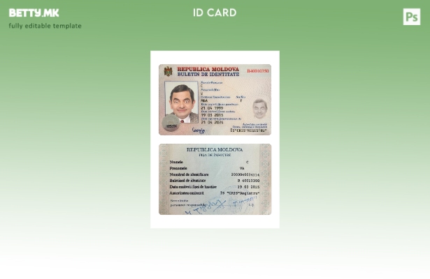 Модерен стил Шаблон за верзија на лична карта на Молдавија