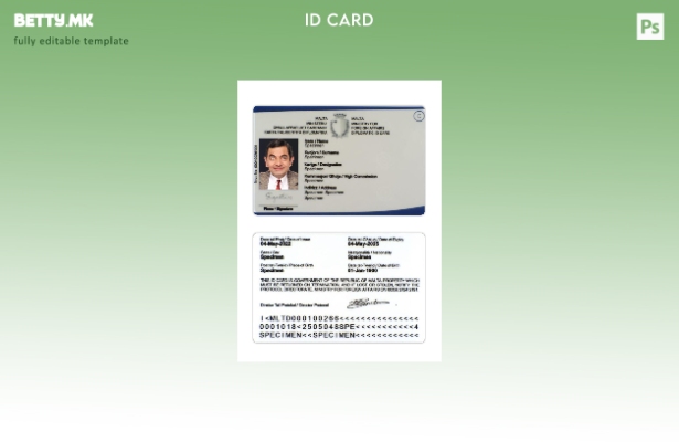 Модерен стил Шаблон за дипломатска лична карта на Малта