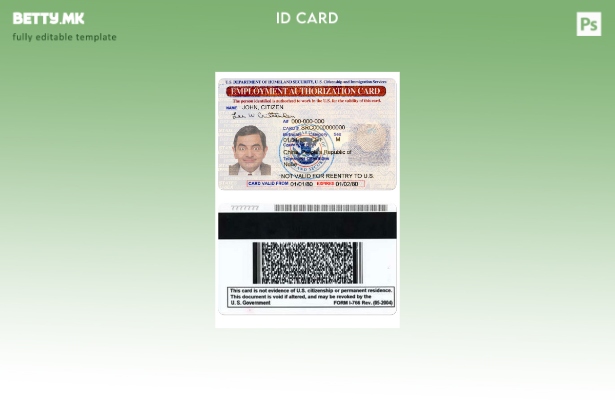 Модерен стил Шаблон за картичка за овластување за вработување во САД