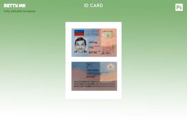 Модерен стил Шаблон за лихтенштајн лична карта