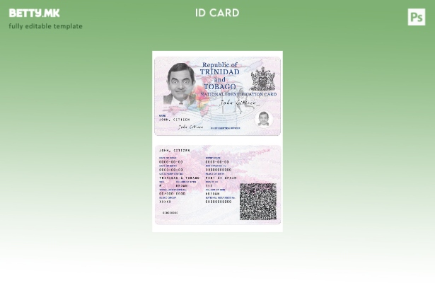 Модерен стил Шаблон за лична карта на Тринидад и тобако