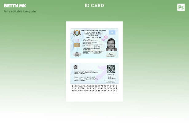 Модерен стил сомалија лична карта присутен шаблон