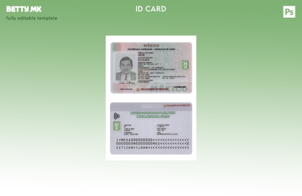 Модерен стил шаблон за конзуларна лична карта на Мексико