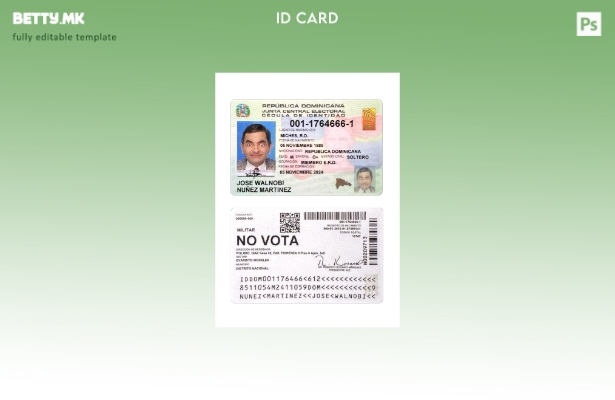 Модерен стил шаблон за лична карта на Доминиканската Република