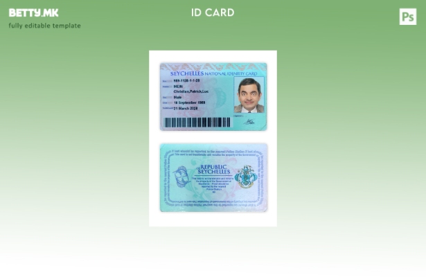 Модерен стил шаблон за национална лична карта на Сејшелите