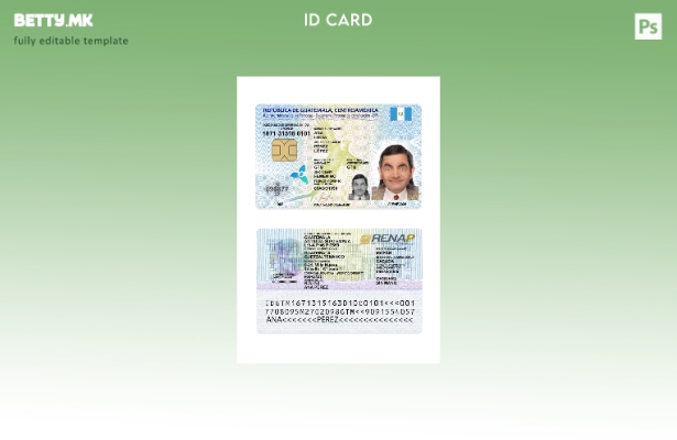 Модерен стил, сегашен шаблон за лична карта на Гватемала 1