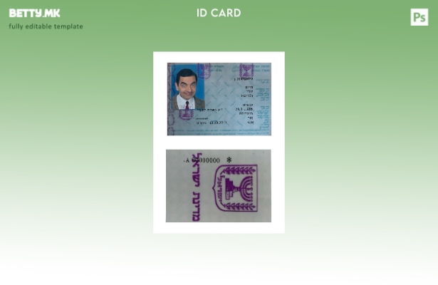 Модерен стил, шаблон за верзијата за скенирање на изгледот на израелската лична