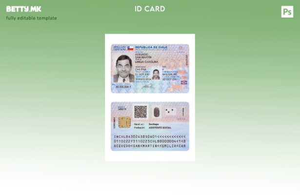 Модерен стил, шаблон за сегашна лична карта на Чиле