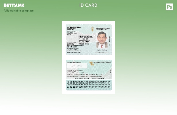 Шаблон за верзија на норвешка лична карта во модерен стил