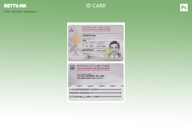 Шаблон за лична карта во модерен стил на Кабо Верде