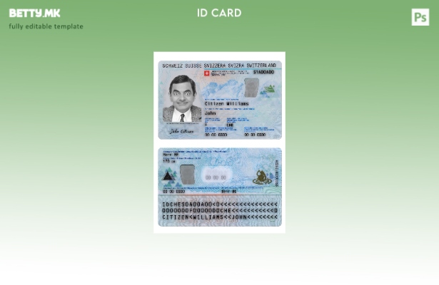 Шаблон за лична карта во модерен стил на Швајцарија