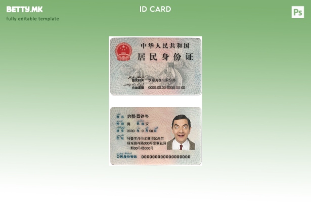 Шаблон за ID на Кина во модерен стил