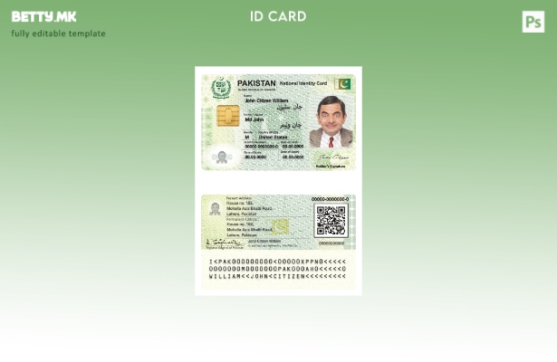Шаблон за ID на Пакистан во модерен стил