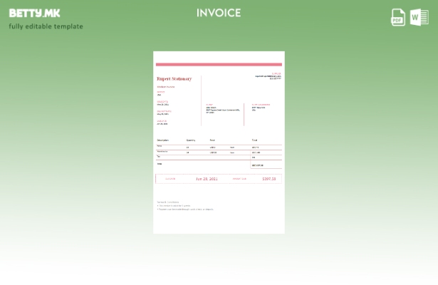 Модерен стил САД Руперт Стационарна шаблон фактура