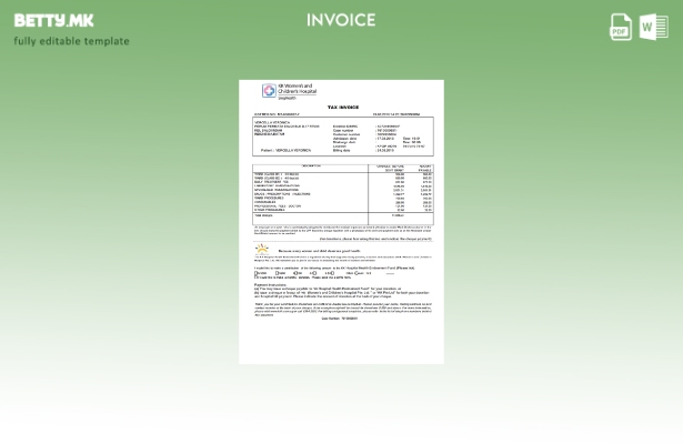 Модерен стил Сингапурски шаблон за даночна фактура за женска и детска болница за