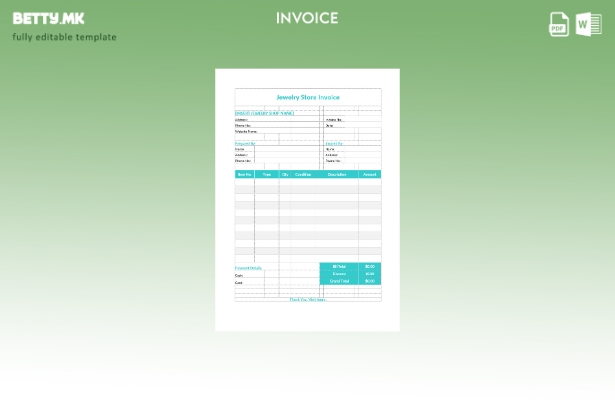 Модерен стил Шаблон за фактура во продавница за накит