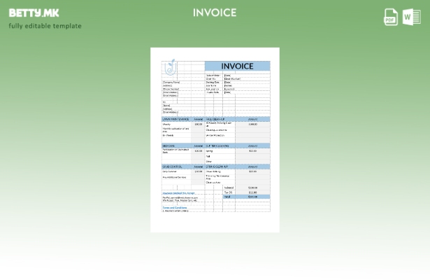 Модерен стил Шаблон за фактура за нега на тревник