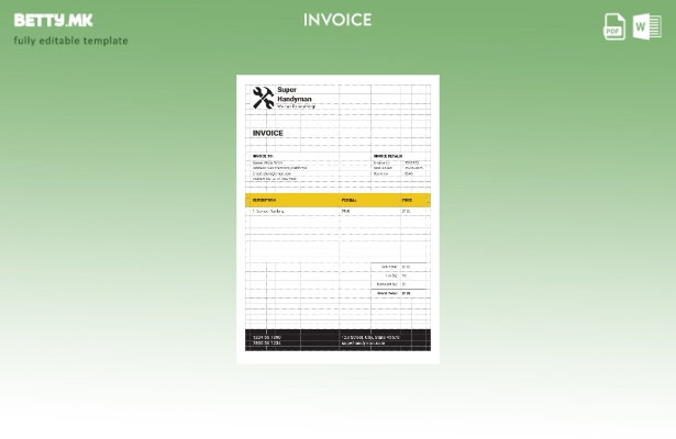 Модерен стил Шаблон за фактура за услуги Handyman