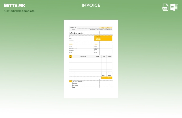 Модерен стил Шаблон за фактура Indesign