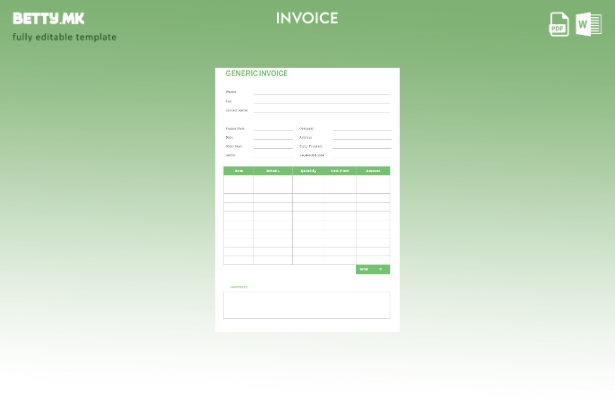 Модерен стил бесплатен генерички шаблон за фактура