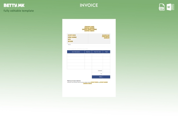 Модерен стил бесплатен празен шаблон за фактура