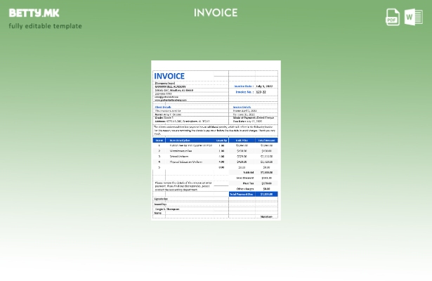 Модерен стил бесплатен примерок на шаблон за училишна фактура