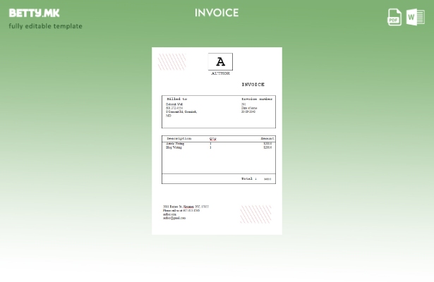 Модерен стил бесплатен шаблон за авторска фактура