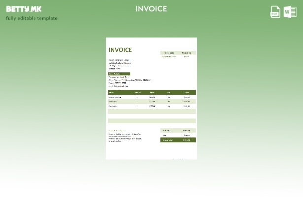 Модерен стил бесплатна фактура за шаблон за услуга за чистење