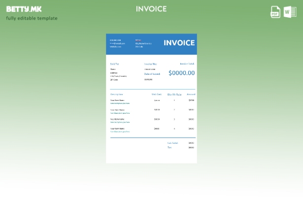 Модерен стил генерички шаблон за комерцијална фактура