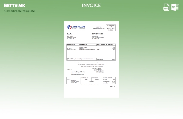 Модерен стил на САД Американскиот шаблон за фактура за отстранување