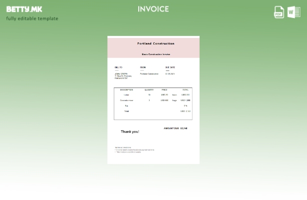 Модерен стил на САД Портланд шаблон фактура за градба
