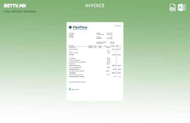 Модерен стил на САД FlexiTime шаблон фактура за управување со работна сила и реш