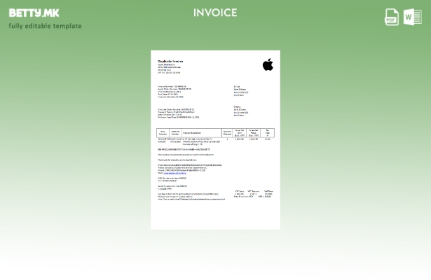 Модерен стил на САД, шаблон за фактура на Apple