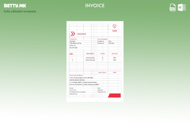 Модерен стил на шаблон за фактура на чуварски услуги