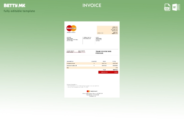 Модерен стил на USA MasterCard шаблон фактура