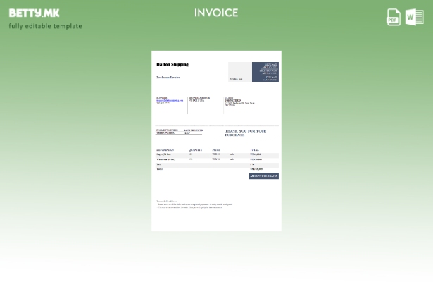 Модерен стил шаблон за фактура за испорака на САД Далтон
