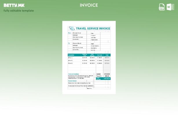 Модерен стил шаблон за фактура за патни услуги