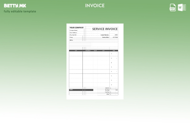 Модерен стил шаблон за фактура за услуга на примерок