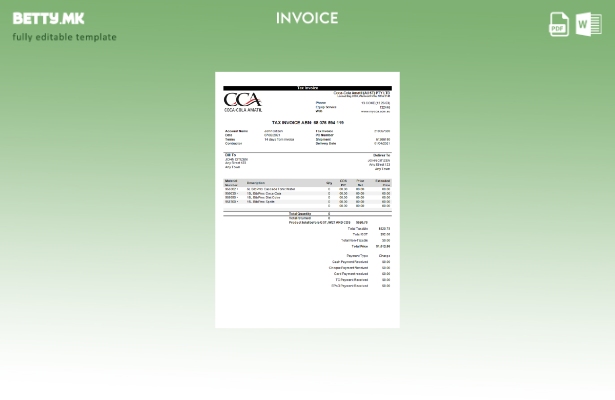 Модерен стил шаблон за фактура на Кока кола на САД