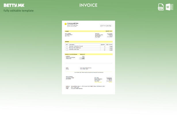 Модерен стил шаблон за фактура на Комонвелтот на САД