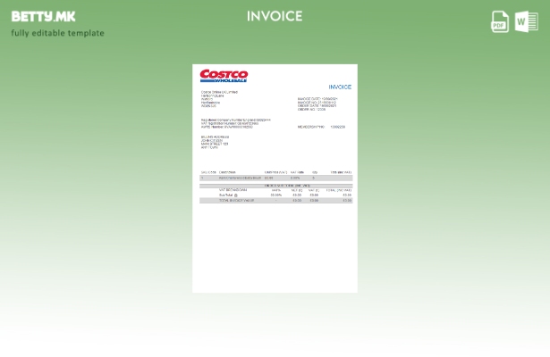 Модерен стил шаблон за фактура USA Costco