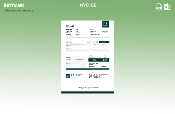 Модерен стил шаблон за фактура USA KE Group