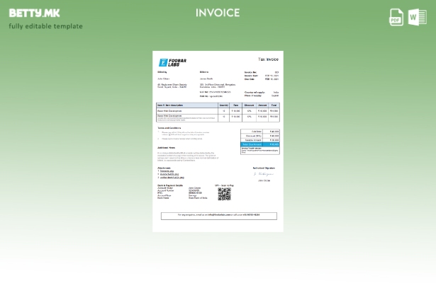 Модерен стил India Foobar Labs Шаблон за фактура на компанија за информатичка те
