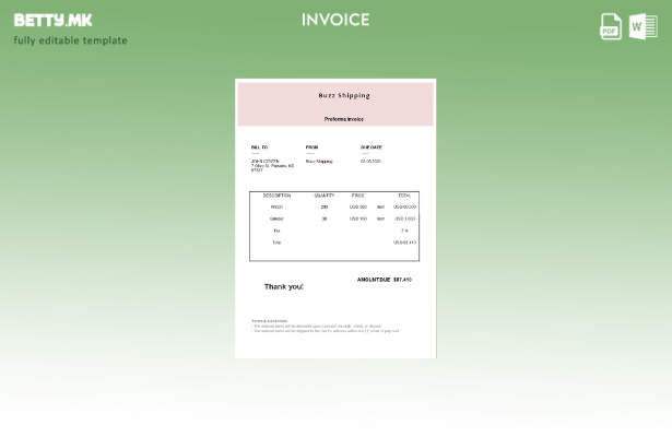 Модерен стил USA Buzz шаблон фактура за испорака