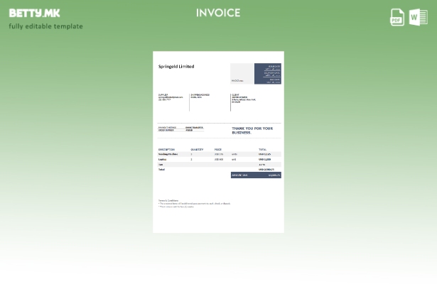 Модерен стил USA Springeld Limited шаблон за фактура