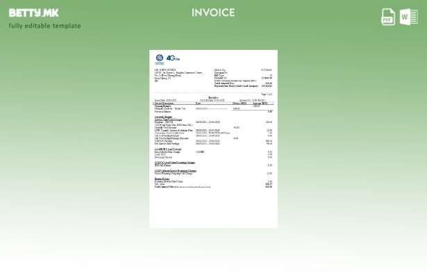 Модерен стил, Шаблон за фактура за ограничено плаќање во Кина за мобилни телефон
